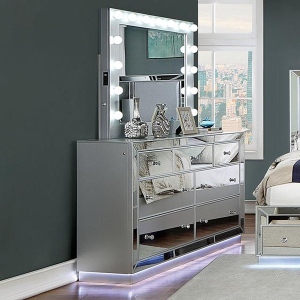 BELLADONNA Dresser w/ LED, Silver - Jay's Mattress Plus (NY)