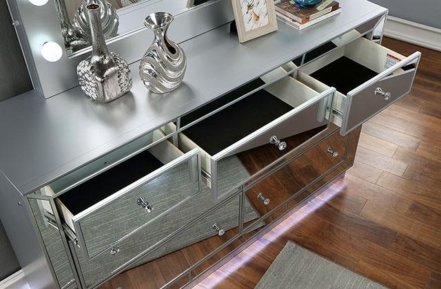 BELLADONNA Dresser w/ LED, Silver - Jay's Mattress Plus (NY)