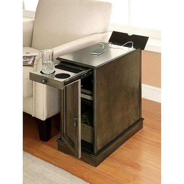 LILITH I Gray Side Table w/ USB - Jay's Mattress Plus (NY)
