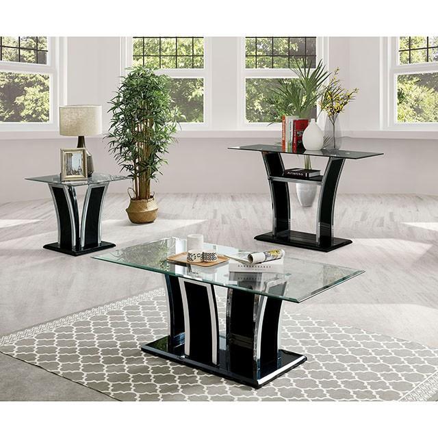 Staten Glossy Black/Chrome End Table - Jay's Mattress Plus (NY)