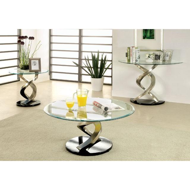 NOVA Satin Plated/Black End Table - Jay's Mattress Plus (NY)