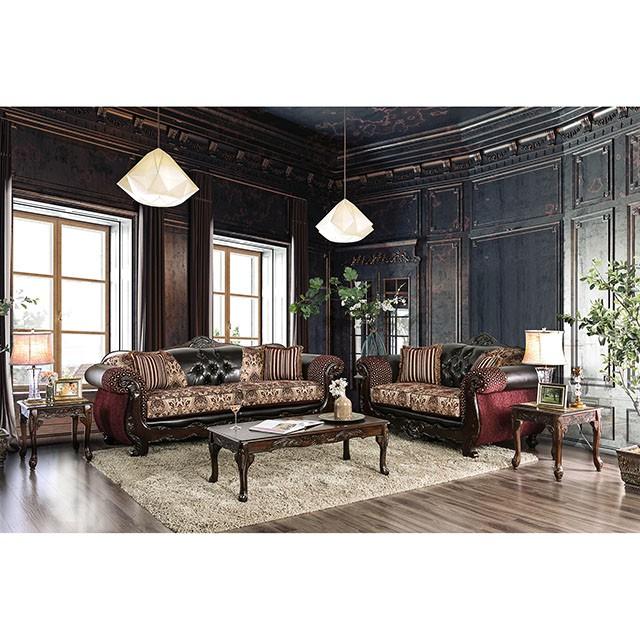 Quirino Burgundy/Dark Brown Sofa - Jay's Mattress Plus (NY)