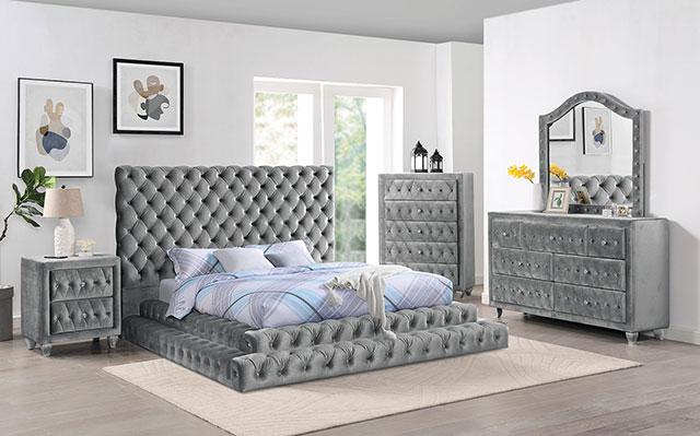 STEFANIA E.King & Queen Bed, Black & Gray - Jay's Mattress Plus (NY)