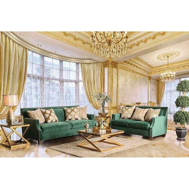 VERDANTE Emerald Green/Gold Sofa - Jay's Mattress Plus (NY)