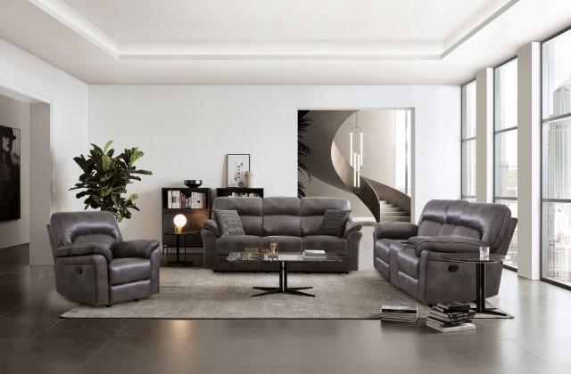 JOSIAS Sofa, Dark Gray Leatherette - Jay's Mattress Plus (NY)