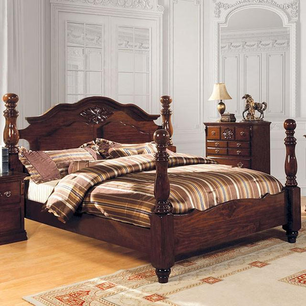 Tuscan II Glossy Dark Pine Cal.King, E.King, & Queen Bed - Jay's Mattress Plus (NY)