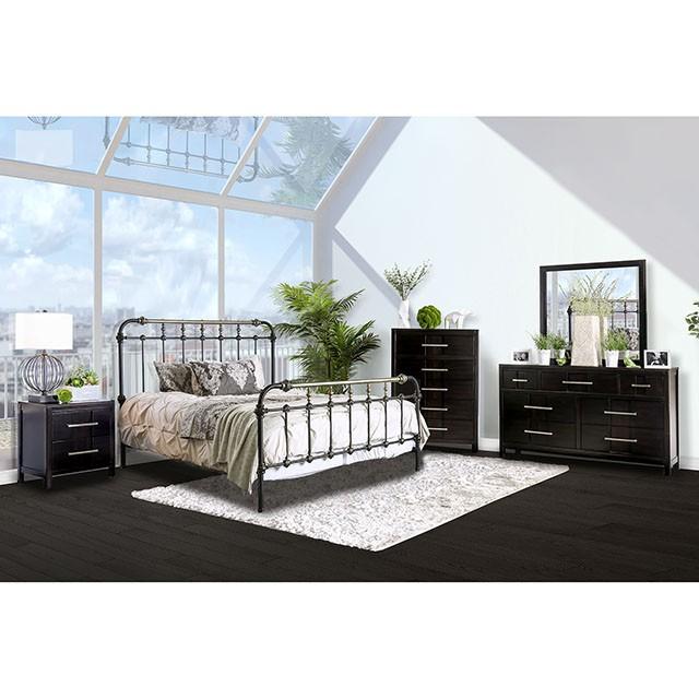 RIANA Antique Black Metal E.King, Full, Queen, & Twin Bed - Jay's Mattress Plus (NY)