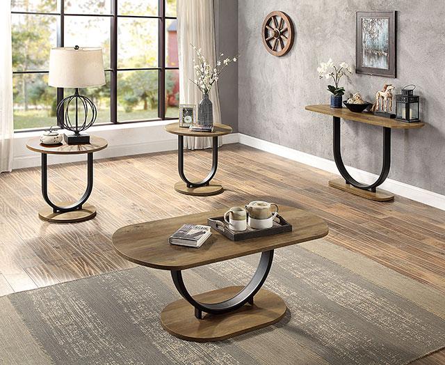 OLBIA Sofa Table, Rustic Oak/Sand Black - Jay's Mattress Plus (NY)