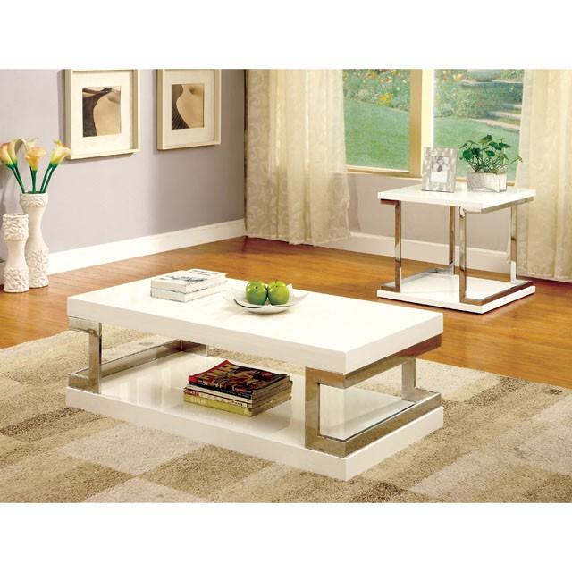 MEDA White/Chrome End Table, White - Jay's Mattress Plus (NY)