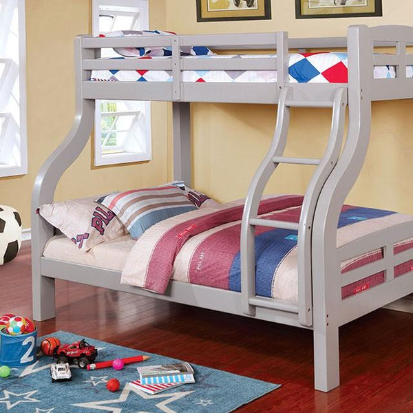 SOLPINE Gray & Oak Twin/Full Bunk Bed - Jay's Mattress Plus (NY)