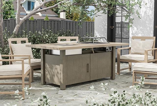 Bordeaux Dining Table w/ Fire Pit & Cooler - Jay's Mattress Plus (NY)