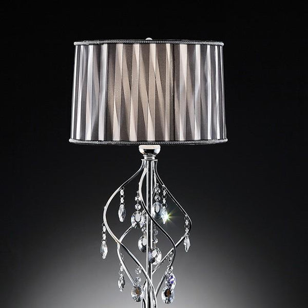 Arya Black/Chrome Table Lamp, Hanging Crystal - Jay's Mattress Plus (NY)