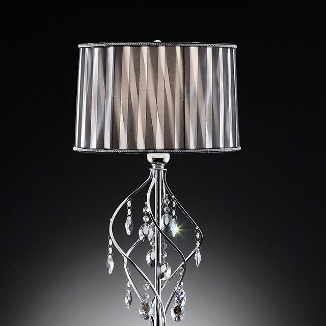 Arya Black/Chrome Table Lamp, Hanging Crystal - Jay's Mattress Plus (NY)
