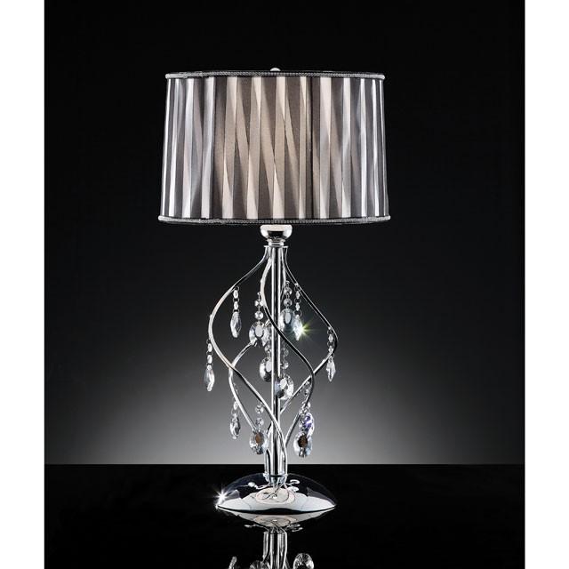 Arya Black/Chrome Table Lamp, Hanging Crystal - Jay's Mattress Plus (NY)