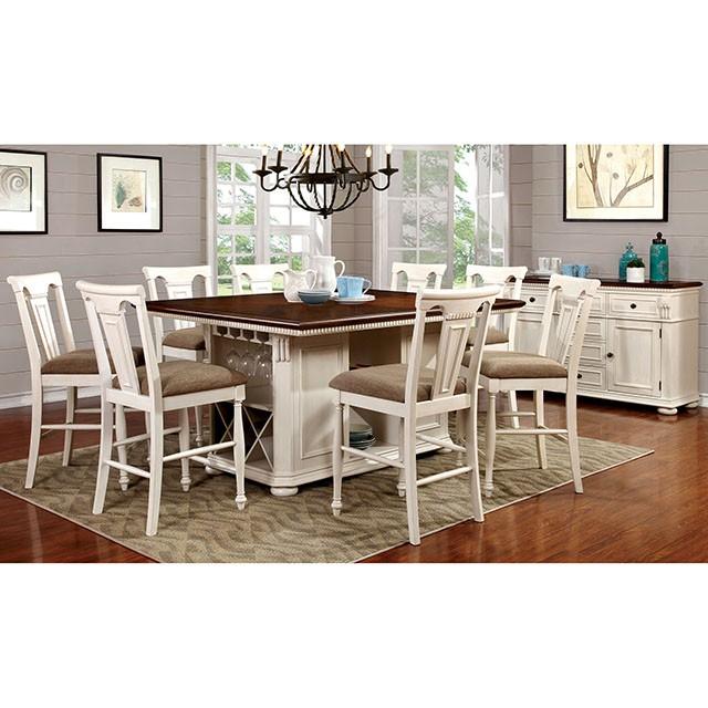 SABRINA Off White/Cherry Counter Ht. Table, Cherry & White - Jay's Mattress Plus (NY)
