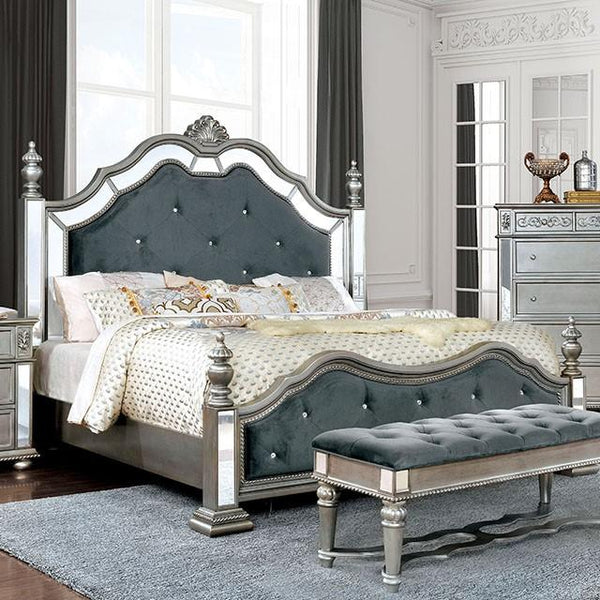 Azha Silver/Gray Cal.King & Queen Bed - Jay's Mattress Plus (NY)