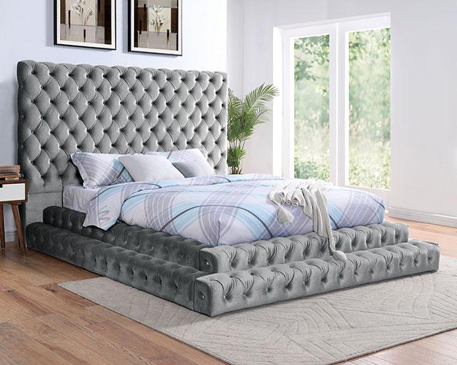 STEFANIA E.King & Queen Bed, Black & Gray - Jay's Mattress Plus (NY)