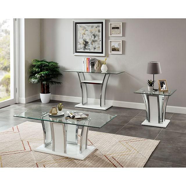 Staten Glossy White/Chrome End Table - Jay's Mattress Plus (NY)