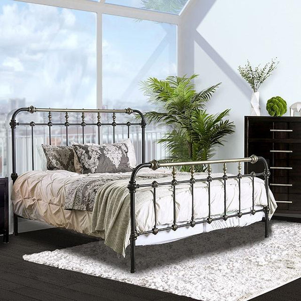 RIANA Antique Black Metal E.King, Full, Queen, & Twin Bed - Jay's Mattress Plus (NY)