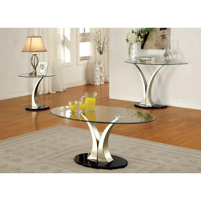 VALO Satin Plated/Black End Table - Jay's Mattress Plus (NY)