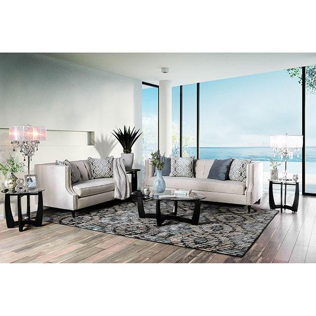 Tegan Beige/Light Blue Love Seat - Jay's Mattress Plus (NY)