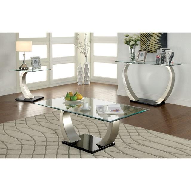 ROXO Satin Plated/Black End Table - Jay's Mattress Plus (NY)
