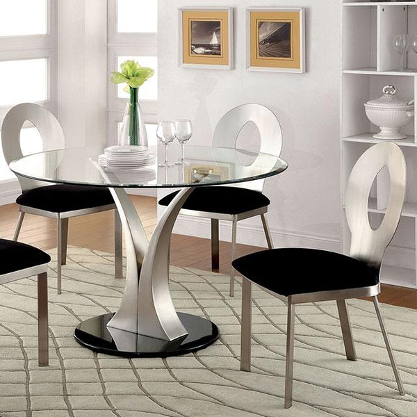 VALO Silver/Black Round Dining Table - Jay's Mattress Plus (NY)