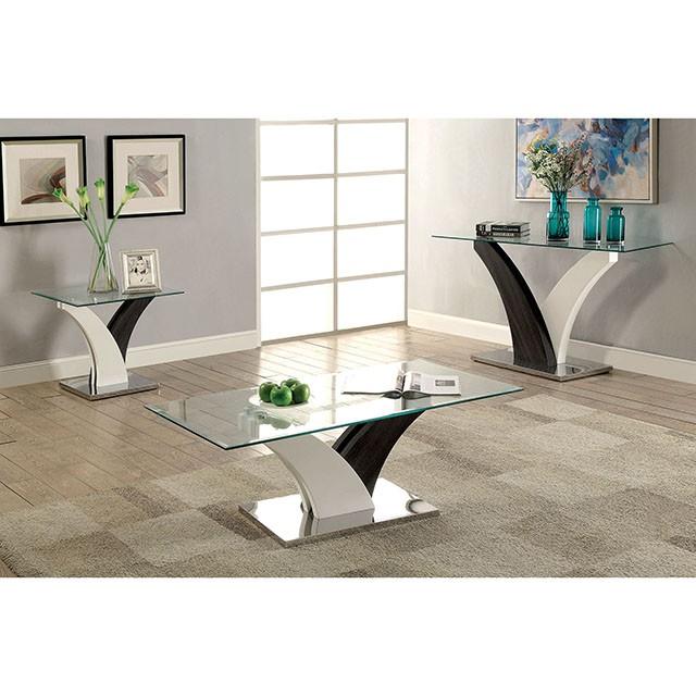 SLOANE White/Dark Gray/Chrome Sofa Table - Jay's Mattress Plus (NY)