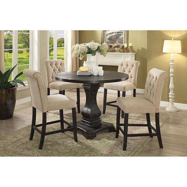 Izzy Beige/Antique Black Counter Ht. Chair, Ivory (2/CTN) - Jay's Mattress Plus (NY)