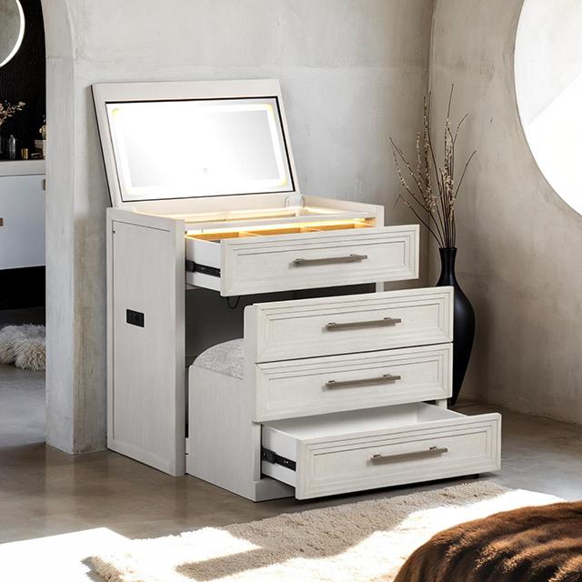 Ashbourne Bedside Vanity Set with Stool Contemporary - Jay's Mattress Plus (NY)