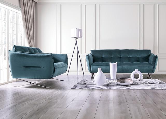 Civellutino Loveseat Teal - Jay's Mattress Plus (NY)
