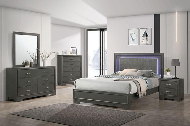 ALISON Cal.King, E.King, Full, Queen Bed, Dark Walnut - Jay's Mattress Plus (NY)