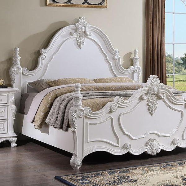 Francione E.King & Queen Bed White & Chrome - Jay's Mattress Plus (NY)