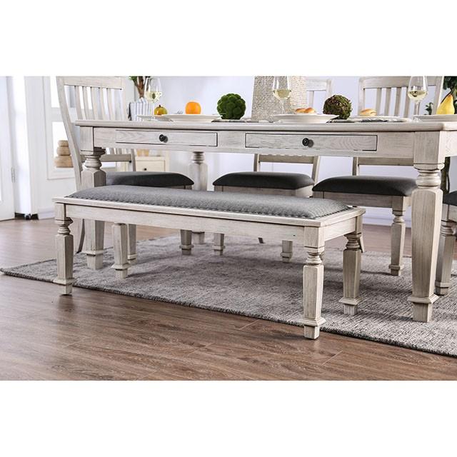 Georgia Antique White/Gray Bench - Jay's Mattress Plus (NY)
