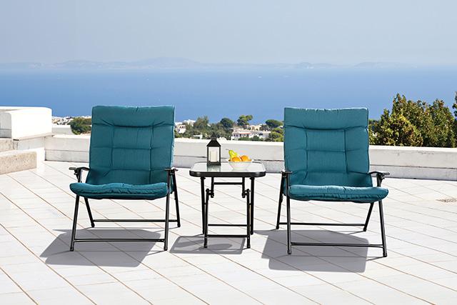 Bastia 3 Pc. Conversation Set Teal & Beige - Jay's Mattress Plus (NY)