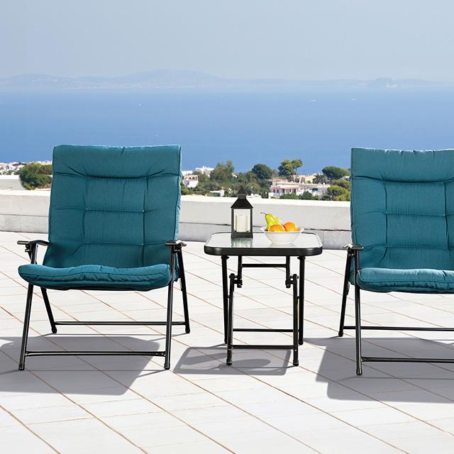 Bastia 3 Pc. Conversation Set Teal & Beige - Jay's Mattress Plus (NY)