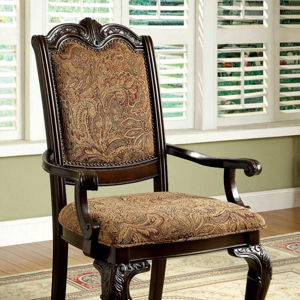 BELLAGIO Brown Cherry/Pattern Fabric Arm Chair (2/CTN) - Jay's Mattress Plus (NY)