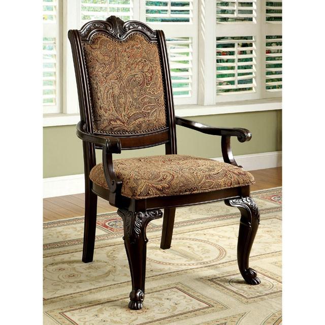 BELLAGIO Brown Cherry/Pattern Fabric Arm Chair (2/CTN) - Jay's Mattress Plus (NY)