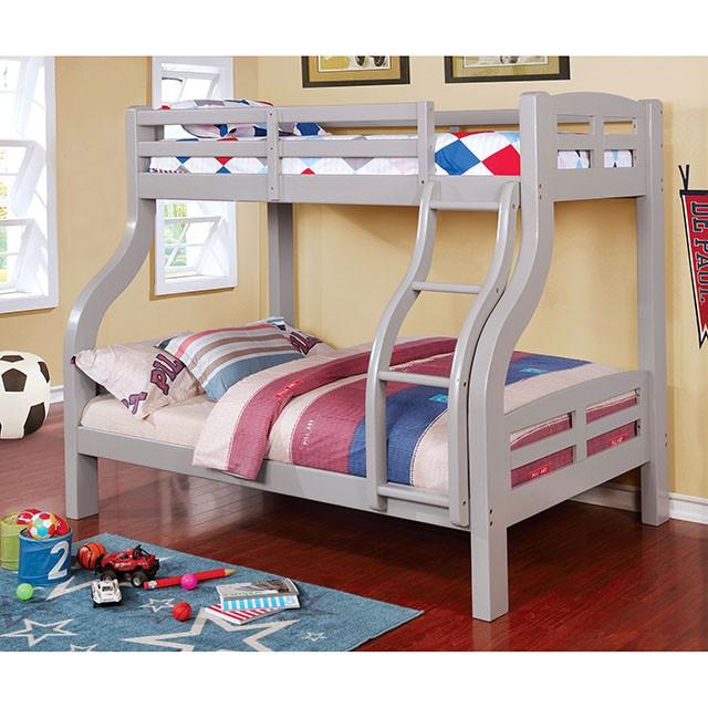 SOLPINE Gray & Oak Twin/Full Bunk Bed - Jay's Mattress Plus (NY)