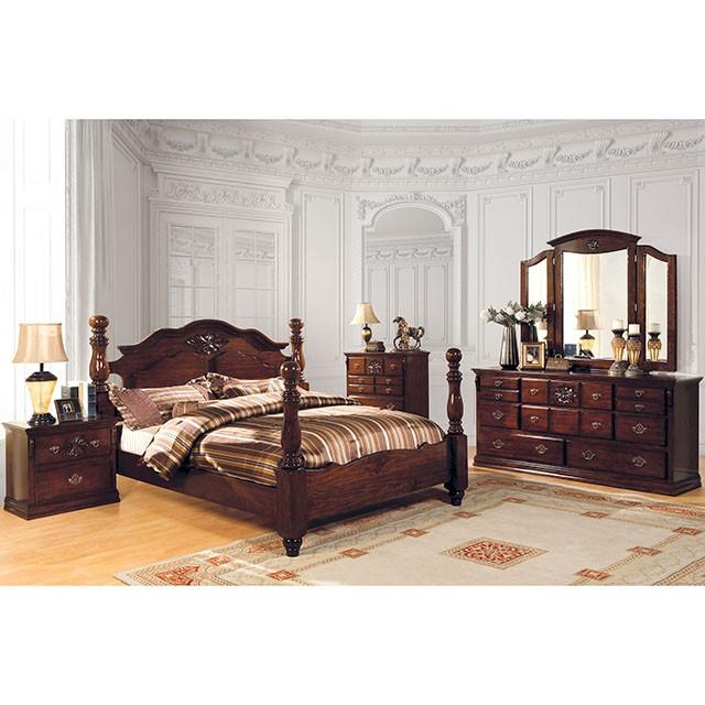 Tuscan II Glossy Dark Pine Cal.King, E.King, & Queen Bed - Jay's Mattress Plus (NY)