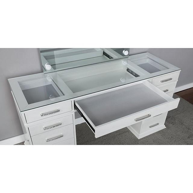 Valentina Vanity Set White & Dark Gray - Jay's Mattress Plus (NY)