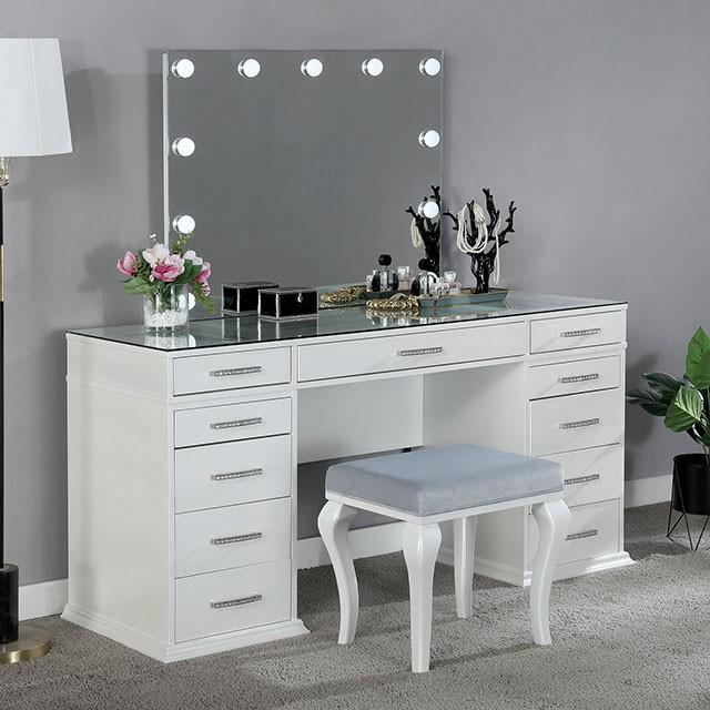 Valentina Vanity Set White & Dark Gray - Jay's Mattress Plus (NY)
