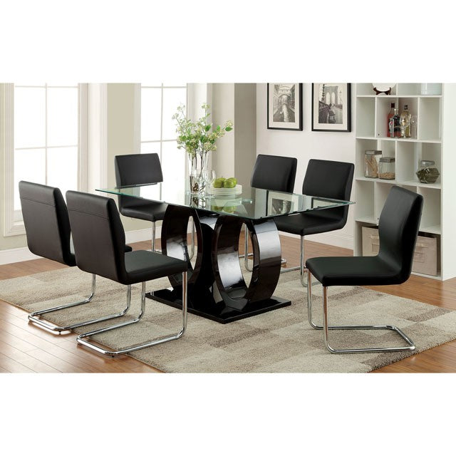 Lodia 7 Pc Dining Table Set Black - Jay's Mattress Plus (NY)