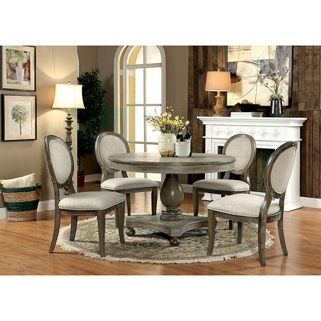 Kathryn Rustic Dark Oak Round Dining Table, Rustic Oak - Jay's Mattress Plus (NY)