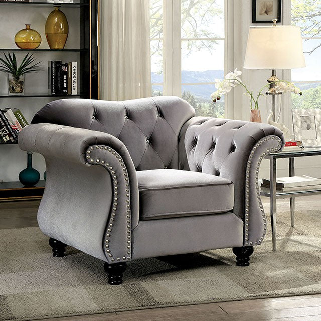 Jolanda Chair Blue & Grey - Jay's Mattress Plus (NY)