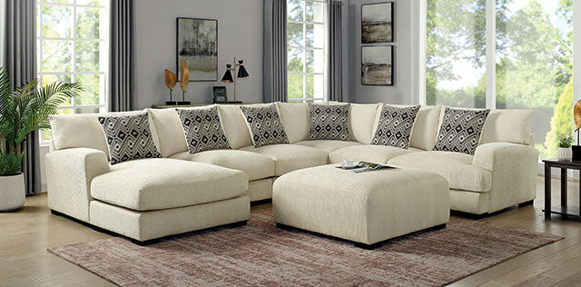 Kaylee U-Sectional w/ Left Chaise + Ottoman Beige - Jay's Mattress Plus (NY)