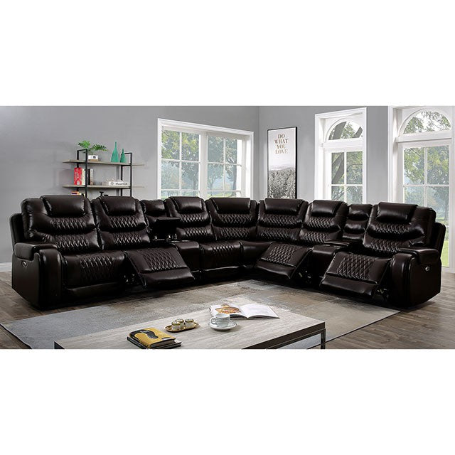 Mariah Power Sectional w/ Recliner Brown - Jay's Mattress Plus (NY)