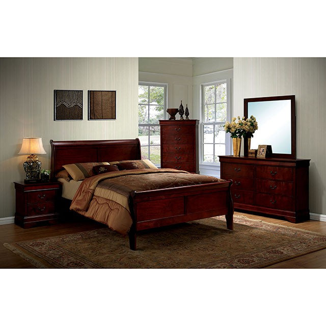Louis Philippe Queen Bed Cherry - Jay's Mattress Plus (NY)