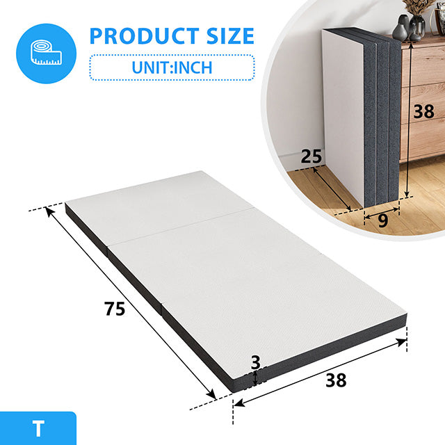 Hollyhock 3" Twin Tri-Fold Memory Foam Topper - Jay's Mattress Plus (NY)