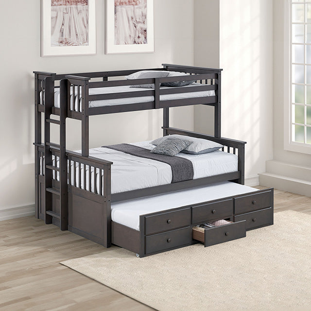 University Twin/Full Bunk Bed Grey, Walnut, & White - Jay's Mattress Plus (NY)
